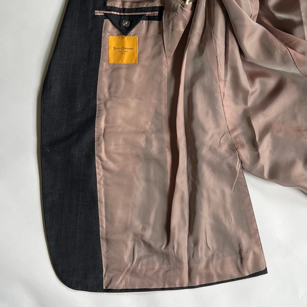 Hickey Freeman Grey Plaid 2 Piece Suit, Size XXL - Picture 7 of 13